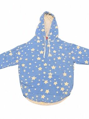 Poof! Blue White Star Print Hooded Sweatshirt Size Medium